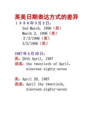 英美日期表达差异