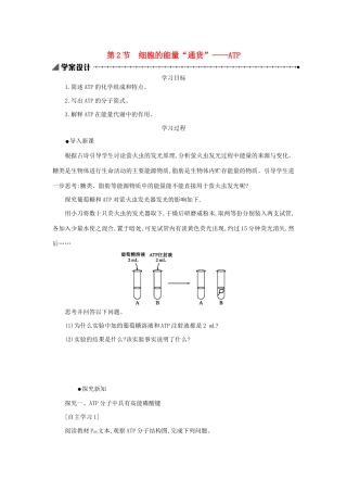 高中生物 5.2 细胞的能量“通货”——ATP学案（含解析）新人教版必修1-新人教版高中必修1生物学案