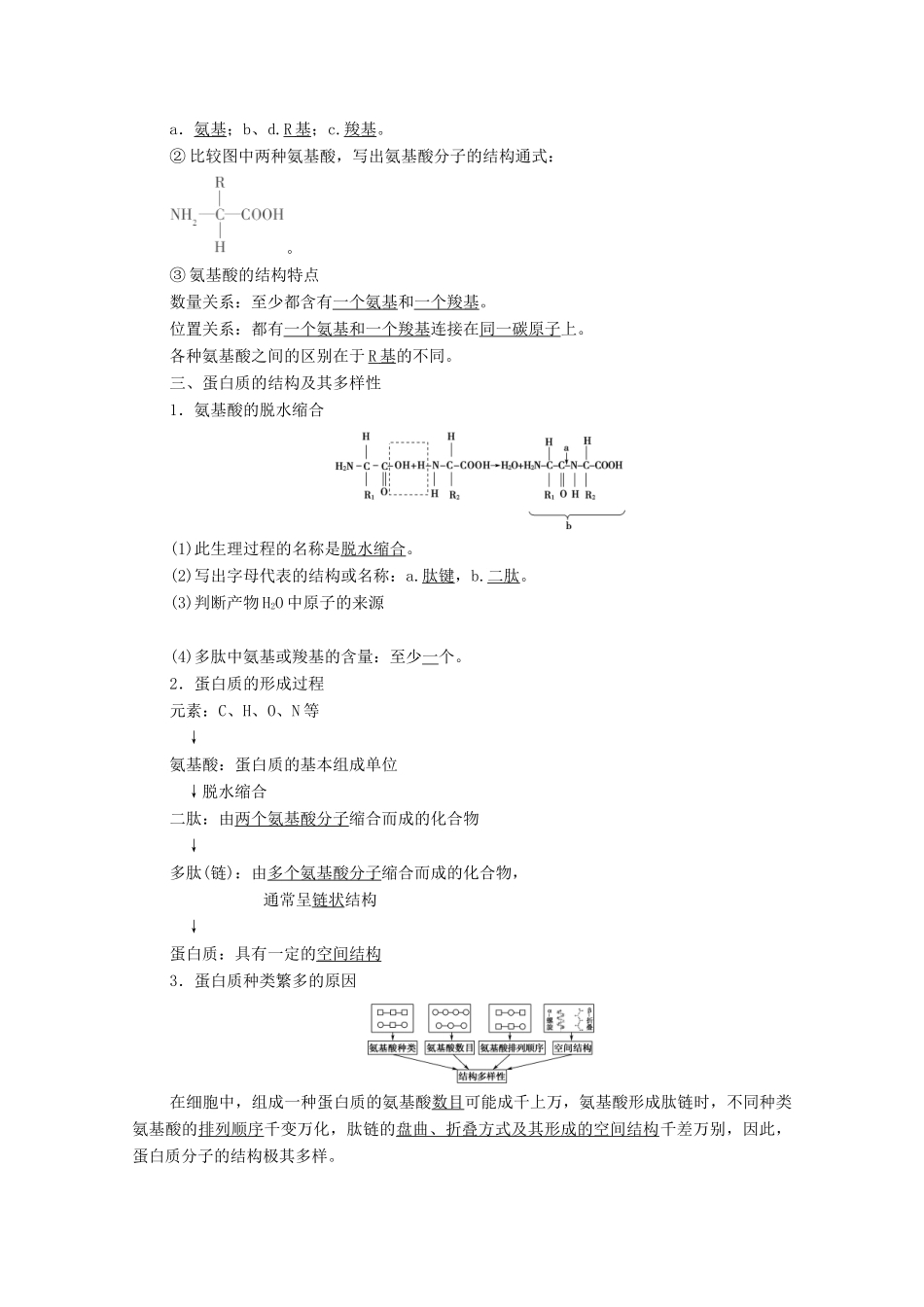 高中生物 第2章 组成细胞的分子 第4节 蛋白质是生命活动的主要承担者学案 新人教版必修1-新人教版高中必修1生物学案_第2页