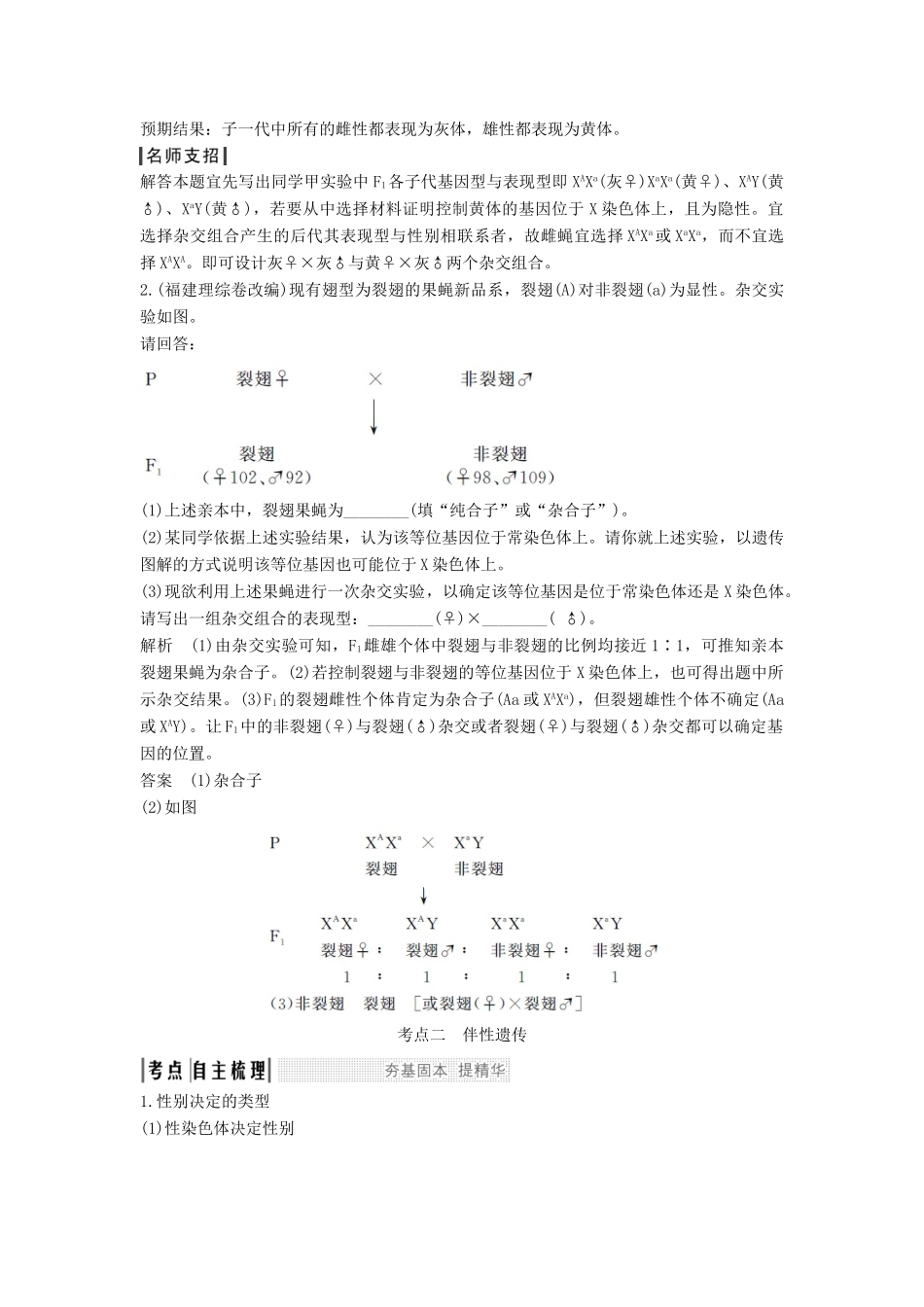（江苏专用）高考生物大一轮复习 第5单元 遗传的基础规律 第16讲 伴性遗传和人类遗传病学案-人教版高三全册生物学案_第3页