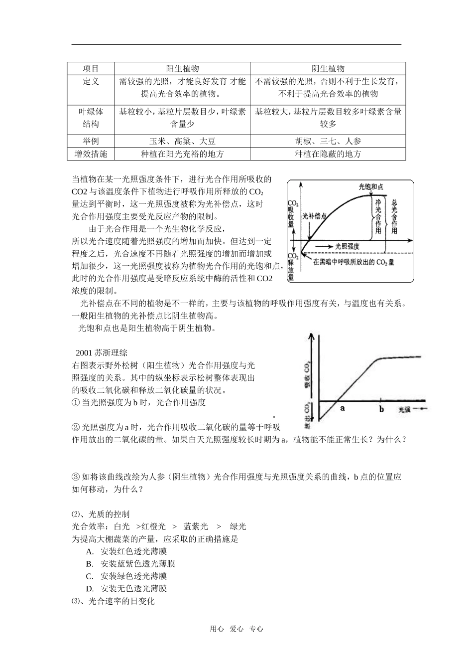 高考生物光合作用复习学案_第2页
