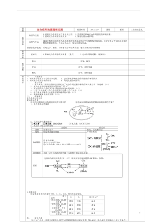 甘肃省庆阳市宁县第五中学高中生物 第5章 第4节 光合作用的原理和应用导学案 新人教版必修1