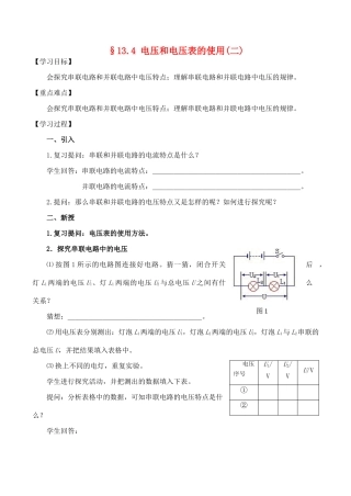 九年级物理第十三章电路初探 电压和电压表的使用2教案人教版