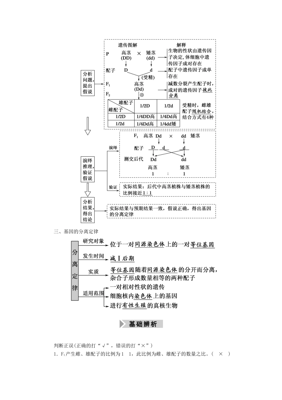 高考生物一轮复习 第五单元 遗传的基本规律与伴性遗传 第14讲 基因的分离定律学案 新人教版-新人教版高三全册生物学案_第2页
