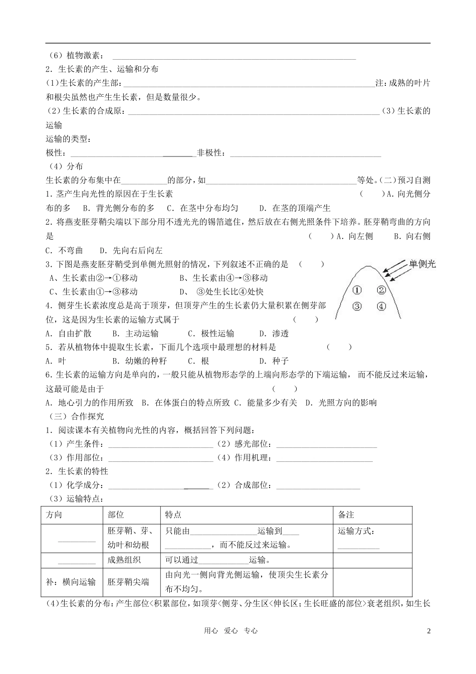 高中生物 第3章第1节植物生长素的发现学案 新人教版_第2页