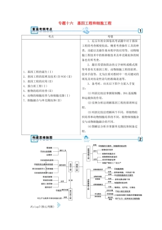 高考生物大二轮复习 专题十六 基因工程和细胞工程学案-人教版高三全册生物学案