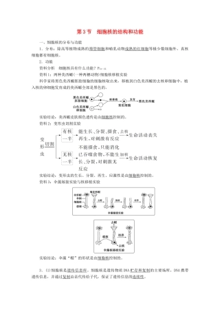 高中生物 3.3 细胞核的结构和功能学案 新人教版必修1-新人教版高中必修1生物学案