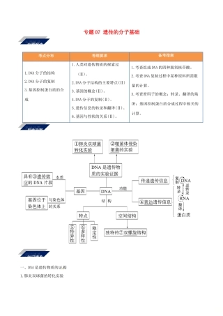 备战高考生物二轮复习 新突破 专题07 遗传的分子基础学案（含解析）-人教版高三全册生物学案