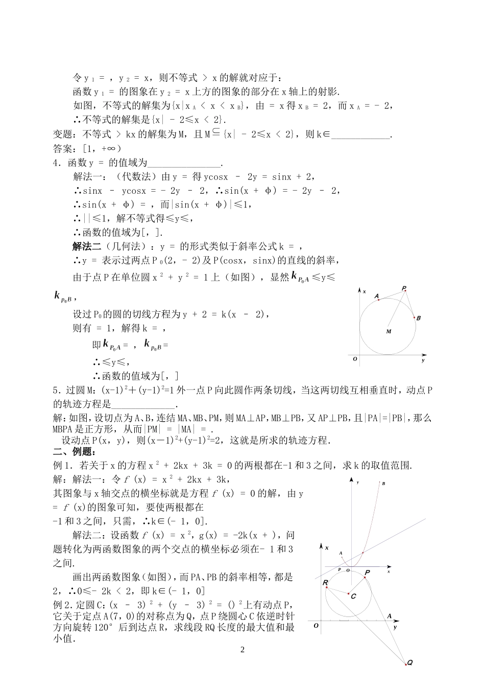 高三数学数形结合思想在解题中的应用 新课标 人教版_第2页