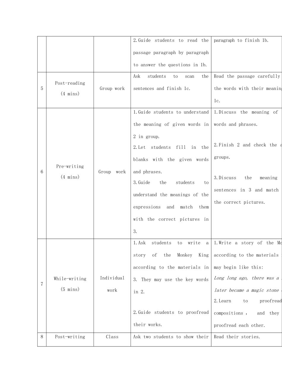 九年级英语下册 Unit 6 Entertainment and Friendship Topic 2 Who is your favorite character in literature Section C教学案例设计 （新版）仁爱版-（新版）仁爱版初中九年级下册英语教案_第3页