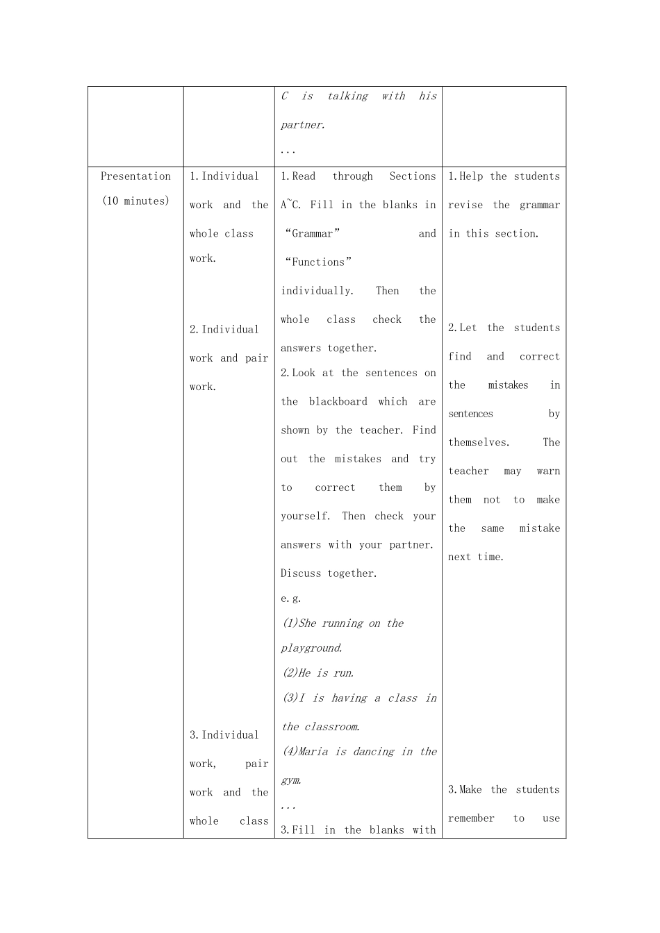 七年级英语下册 Unit 5 Our School Life Topic 2 A few students are running around the playground Section D教案 （新版）仁爱版-（新版）仁爱版初中七年级下册英语教案_第3页