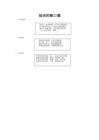 冠词的顺口溜