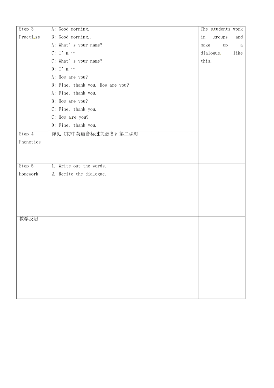七年级英语上册 Starter Module 1 Unit 2 Good morning I’m Chen Zhong教案 （新版）外研版-（新版）外研版初中七年级上册英语教案_第2页