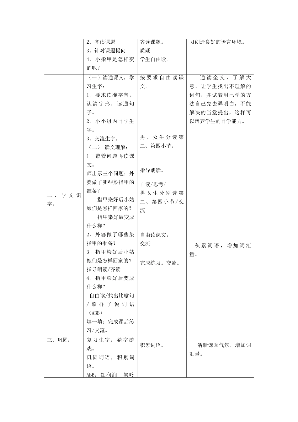 春二年级语文下册《小指甲变了》教案 沪教版-沪教版小学二年级下册语文教案_第2页