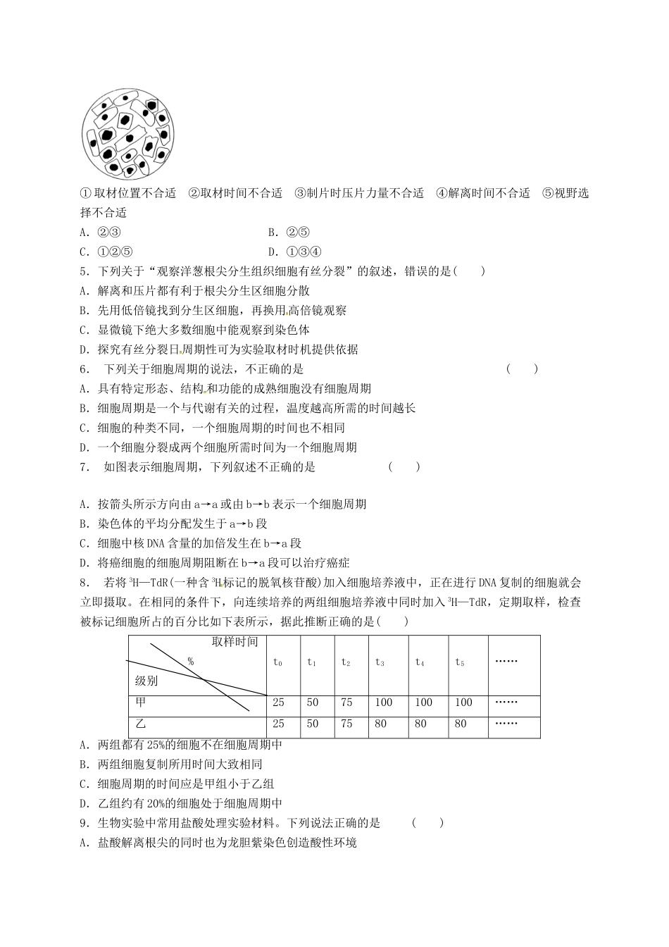 高三生物 细胞增殖复习学案-人教版高三全册生物学案_第3页
