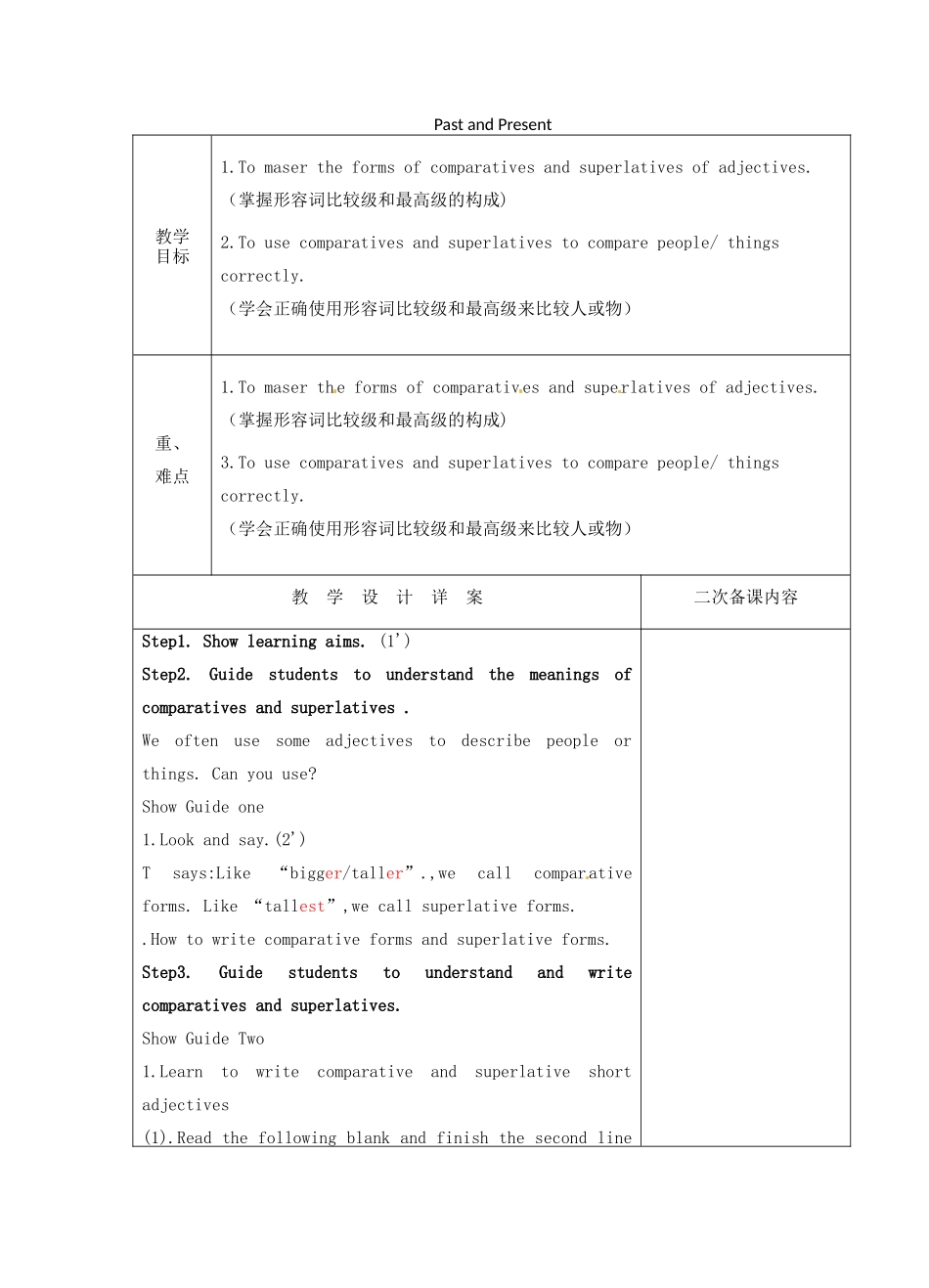 八年级英语下册《Unit 1 Past and Present Grammar》教案 （新版）牛津版-（新版）牛津版初中八年级下册英语教案_第1页