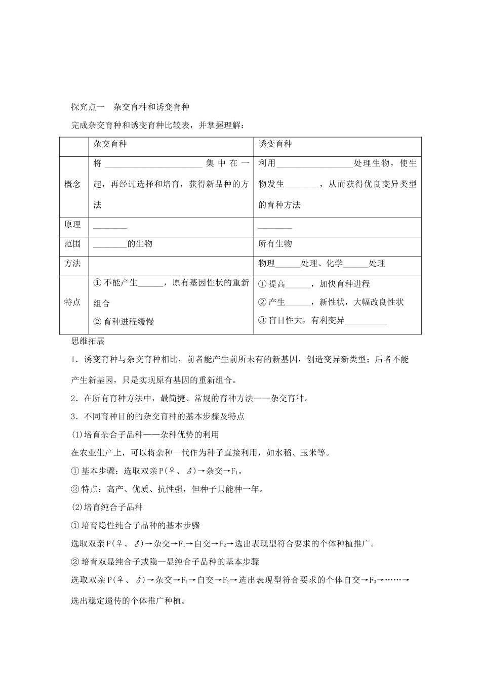 高考生物大一轮复习 30 从杂交育种到基因工程学案-人教版高三全册生物学案_第2页