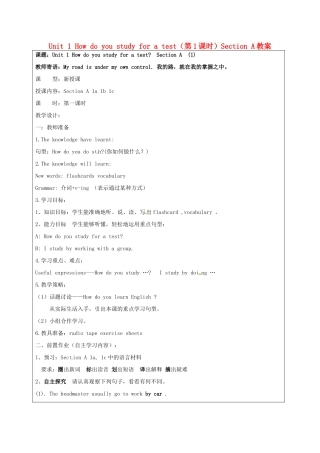 宁夏银川市第四中学九年级英语全册 Unit 1 How do you study for a test（第1课时）Section A教案 人教新目标版