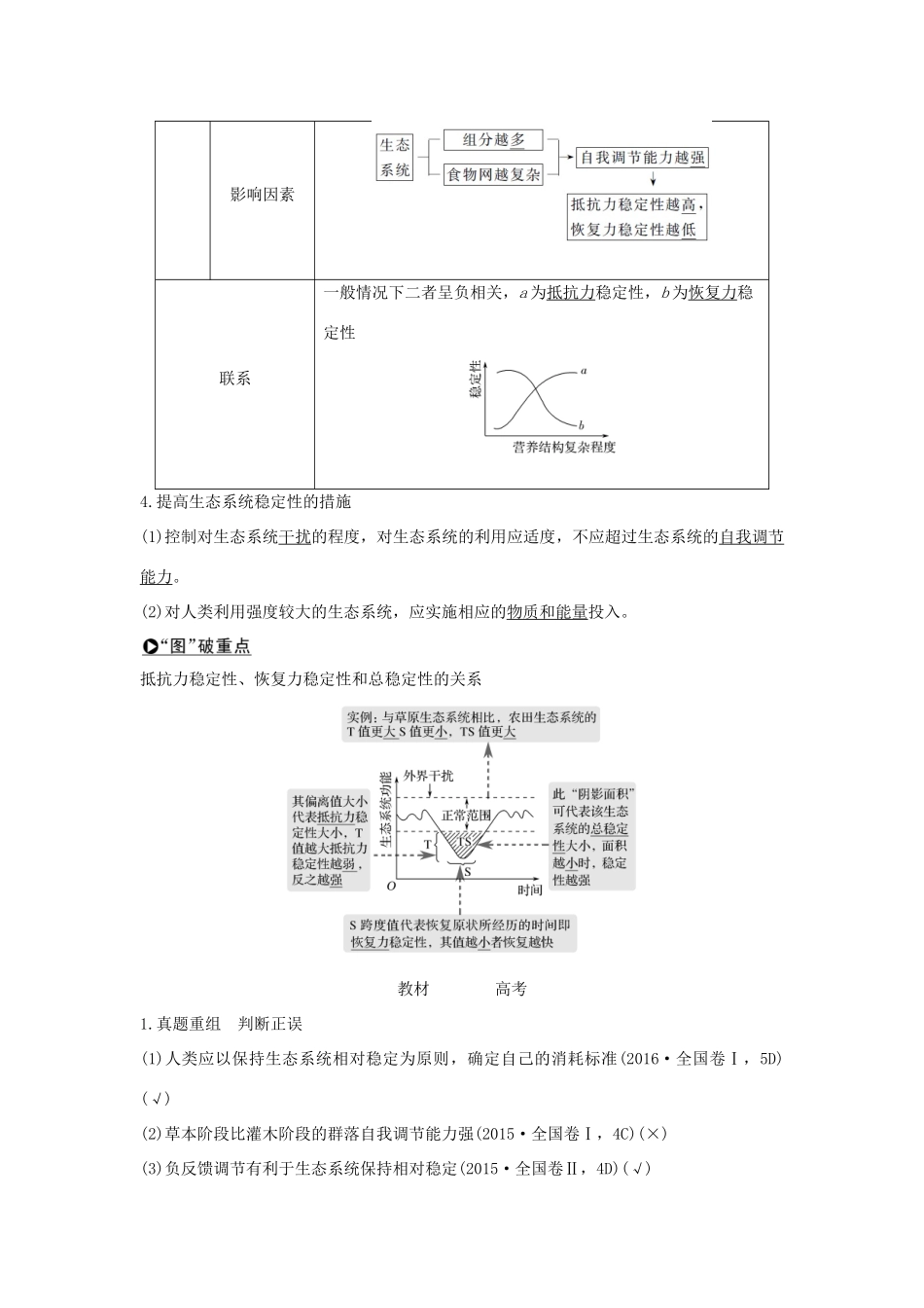 高考生物大一轮复习 第九单元 生物与环境 第31讲 生态系统的稳定性和环境保护学案 苏教版-苏教版高三全册生物学案_第2页