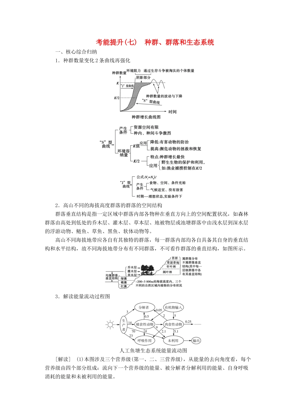 （新高考）高考生物一轮复习 考能提升（七）种群、群落和生态系统学案 新人教版-新人教版高三全册生物学案_第1页