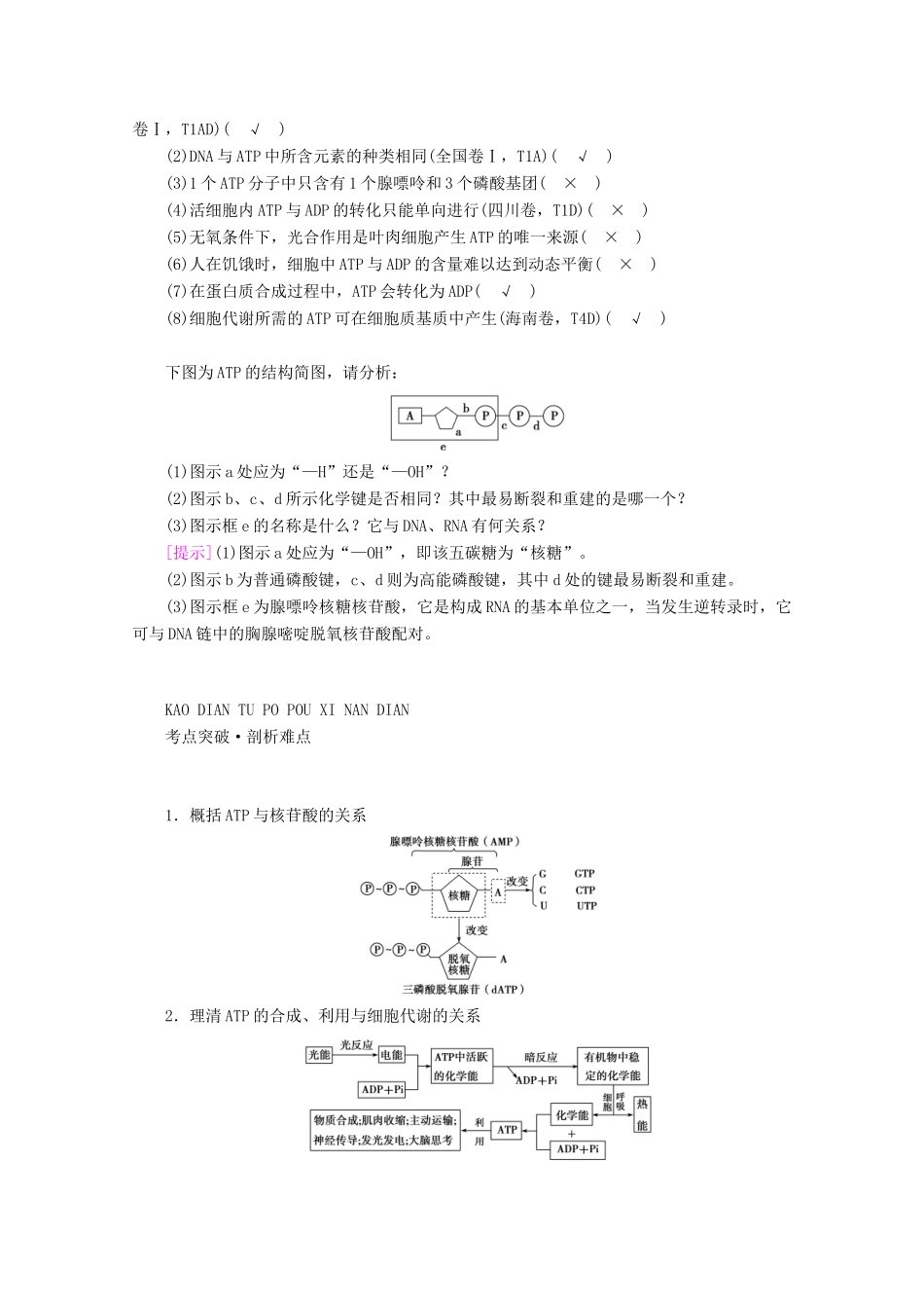 （新高考）高考生物一轮复习 必修部分 模块1 分子与细胞 第3单元 细胞的能量供应和利用 第2讲 ATP与细胞呼吸学案 新人教版-新人教版高三必修生物学案_第2页