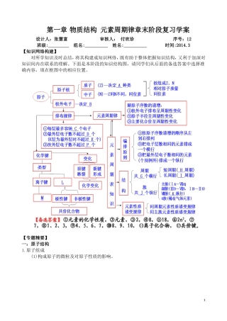 y第一章物质结构元素周期律章末阶段复习学案