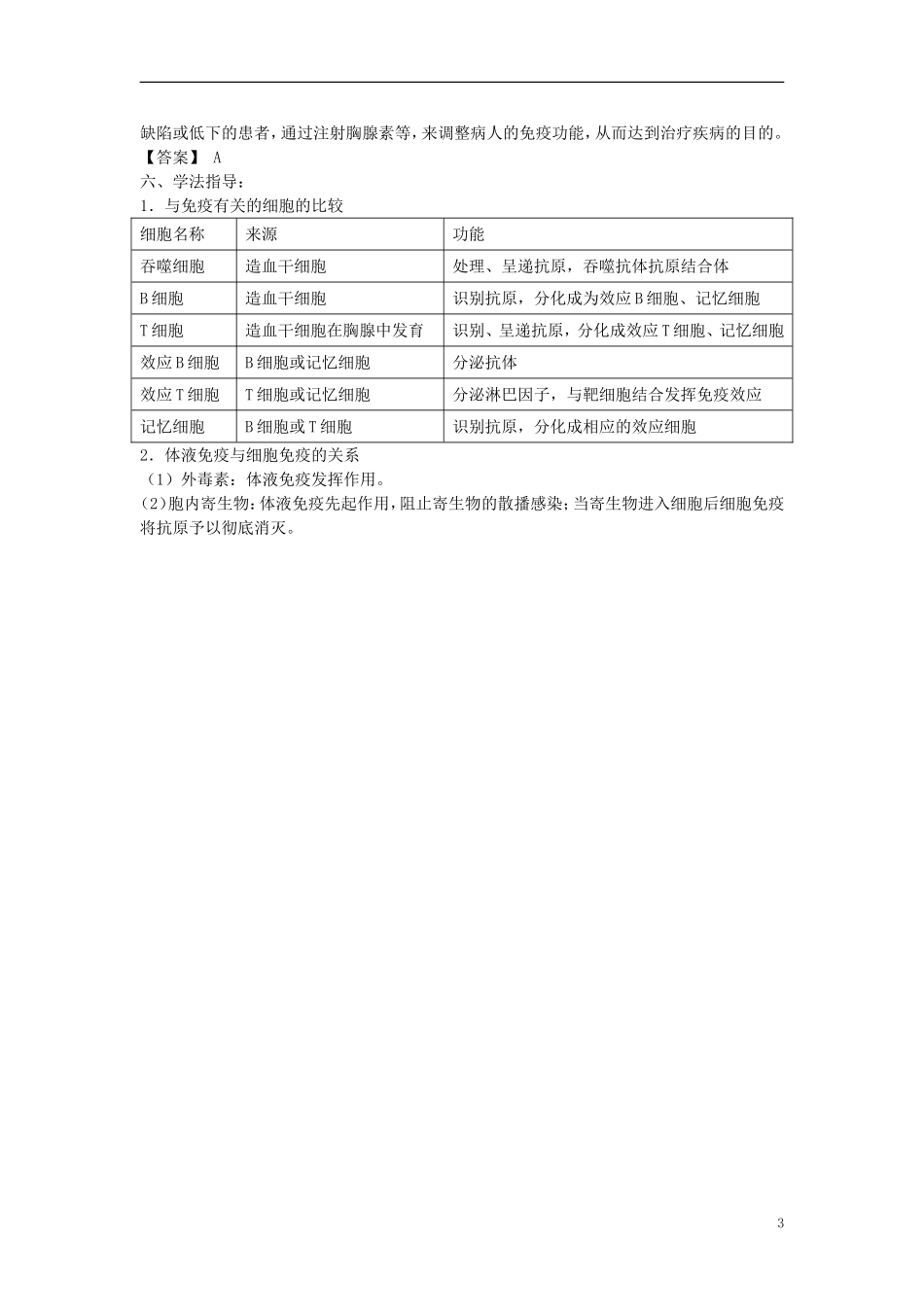 高中生物 1.4.2《细胞免疫与体液免疫》学案 中图版必修3_第3页