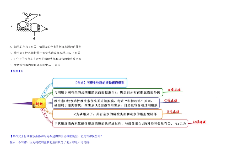高中生物 1 4.2 生物膜的流动镶嵌模型教材图解学案 新人教版必修1-新人教版高一必修1生物学案_第3页