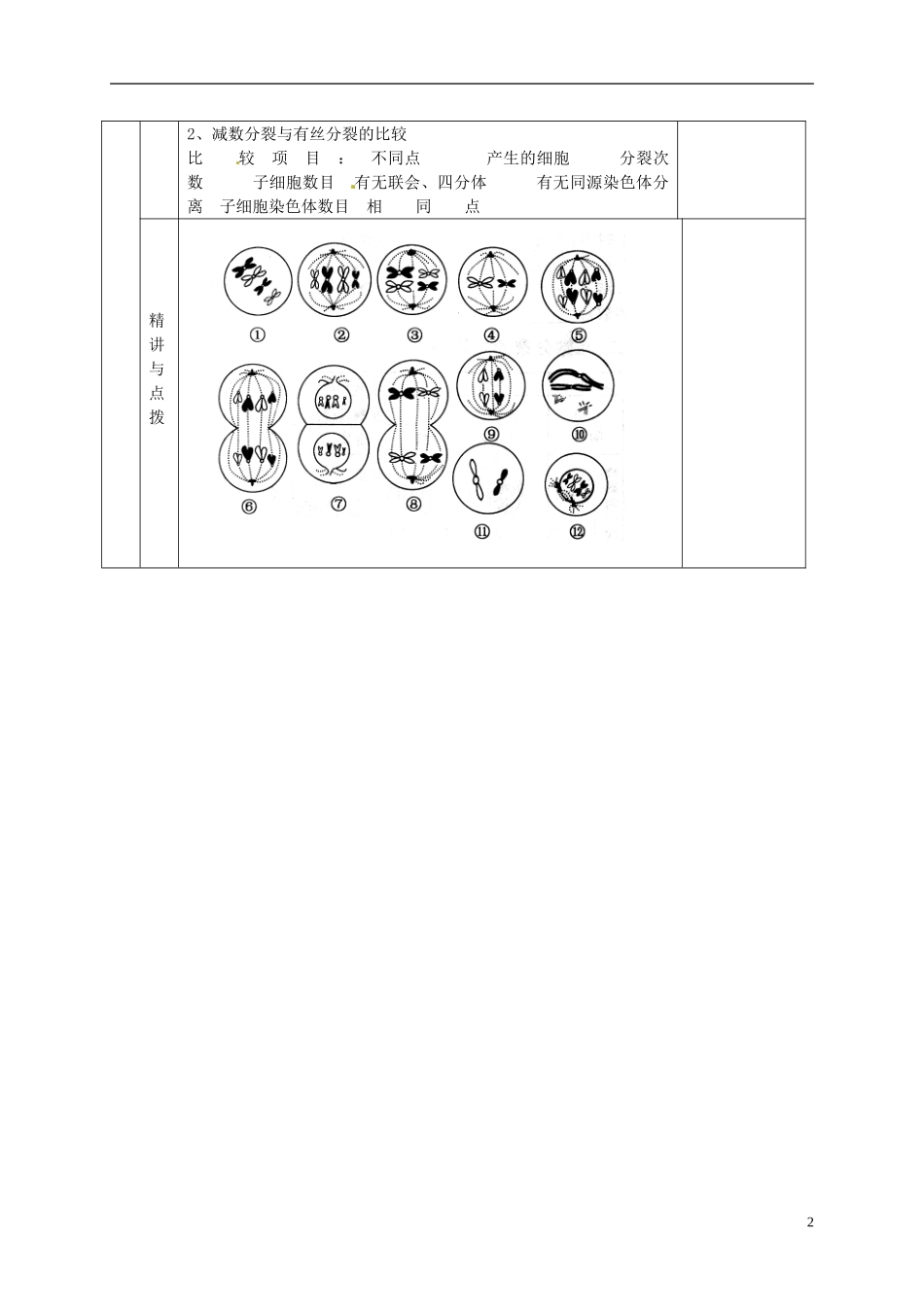 甘肃省金昌一中高考生物一轮复习 2.1.1 减数分裂（第2课时）教学案 新人教版_第2页