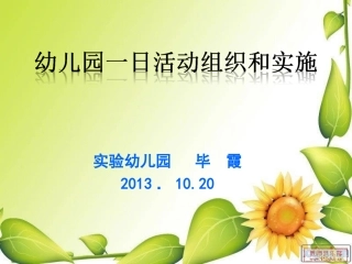 幼儿园一日活动组织与实施
