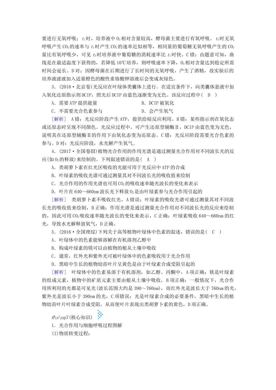 高考生物大二轮复习 专题四 光合作用与呼吸作用学案-人教版高三全册生物学案_第3页