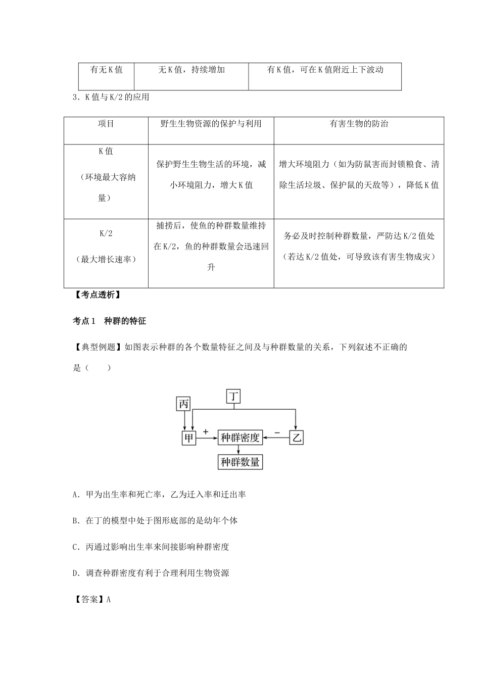 （全国通用）高考生物总复习《种群的特征和数量变化》专题突破学案-人教版高三全册生物学案_第3页