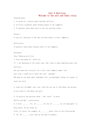 七年级英语下册 Unit 5 Abilities Welcome to the unit and Comic strip教案 牛津版