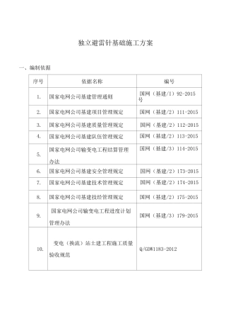 独立避雷针基础作业指导书
