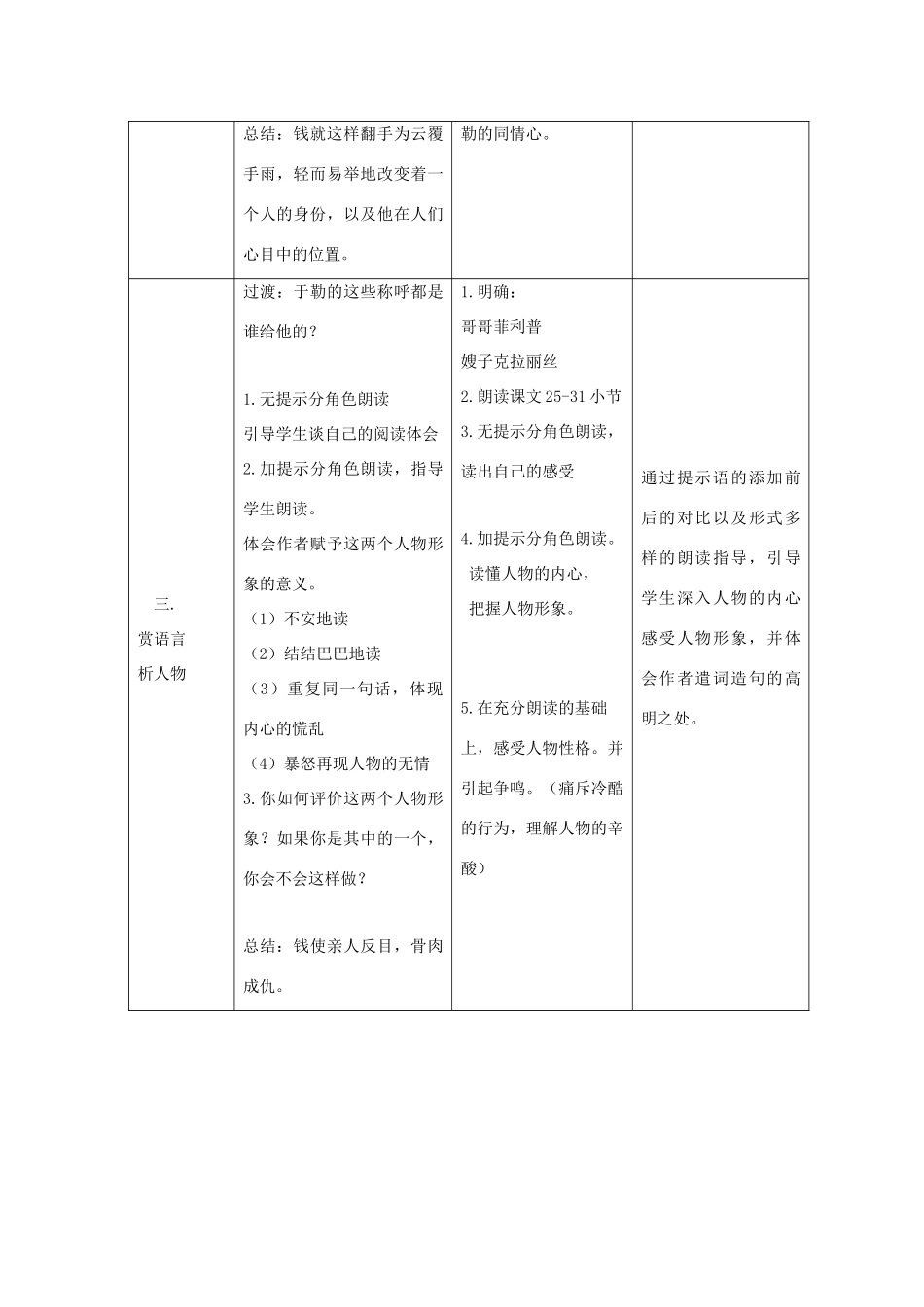 九年级语文上册 11《我的叔叔于勒》教学设计 新人教版-新人教版初中九年级上册语文教案_第3页