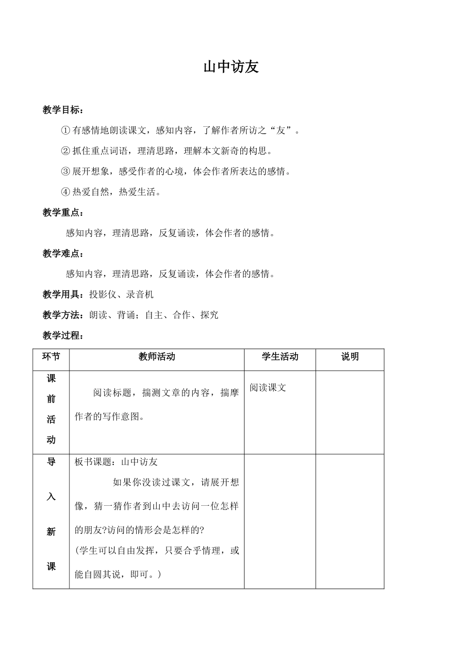 七年级语文山中访友沪教版_第1页