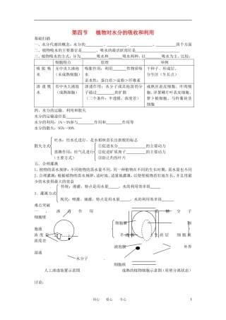 高考生物冲刺 水分代谢和矿质代谢学案 新人教版