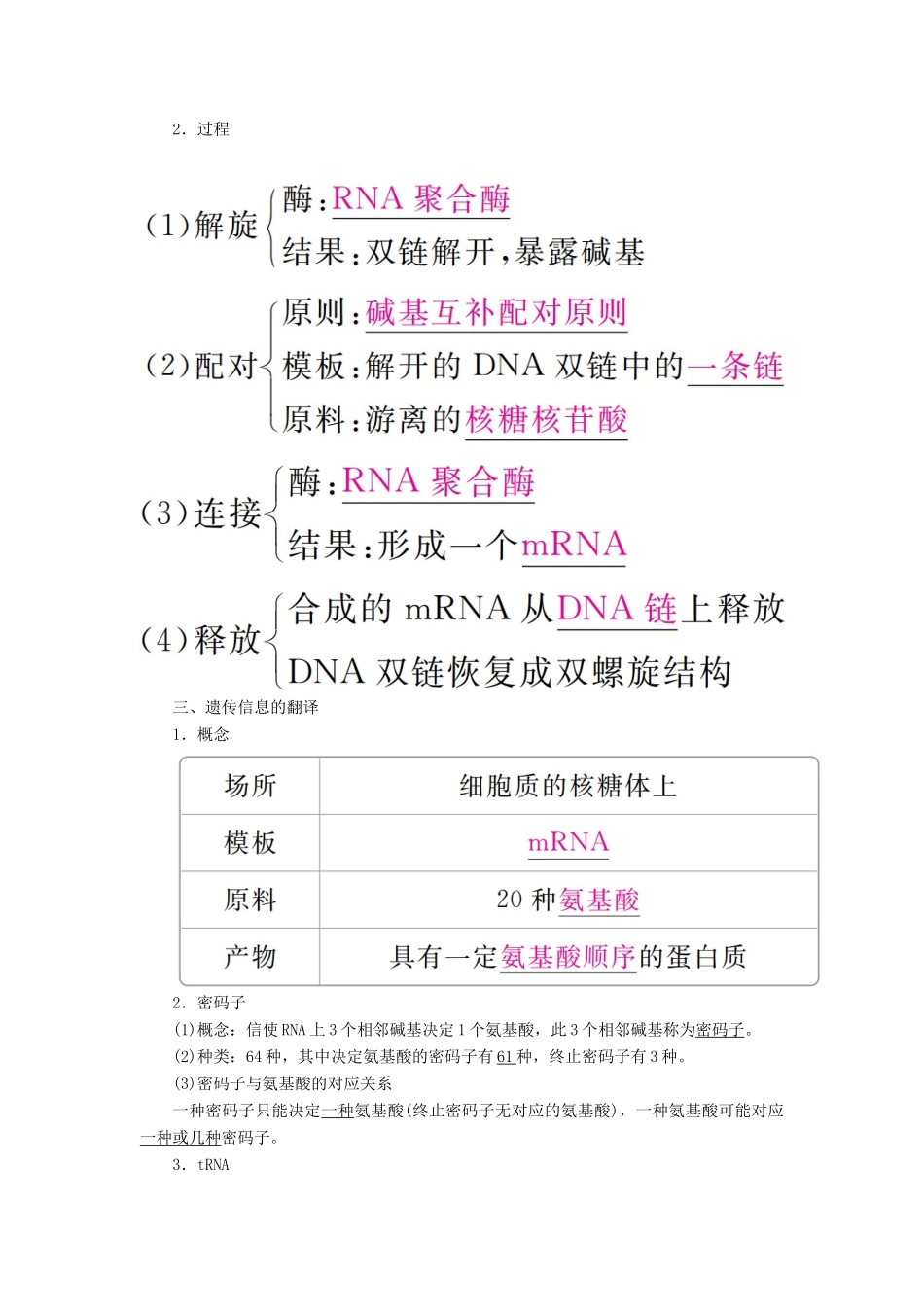 （全国版）高考生物一轮复习 第21讲 基因的表达培优学案-人教版高三全册生物学案_第2页