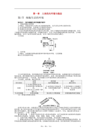 10-11学年高中生物 第一章人体的内环境与稳态 第1节同步学案 新人教版必修1