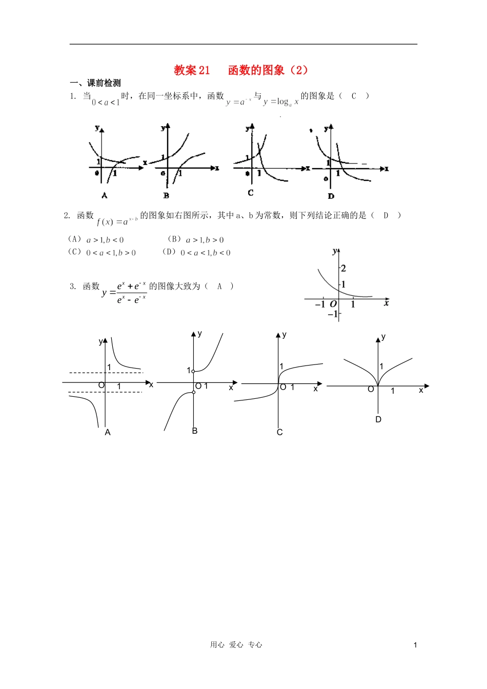 北京第十八中学高三数学第一轮复习 21 函数的图象（2）教学案（教师版）_第1页