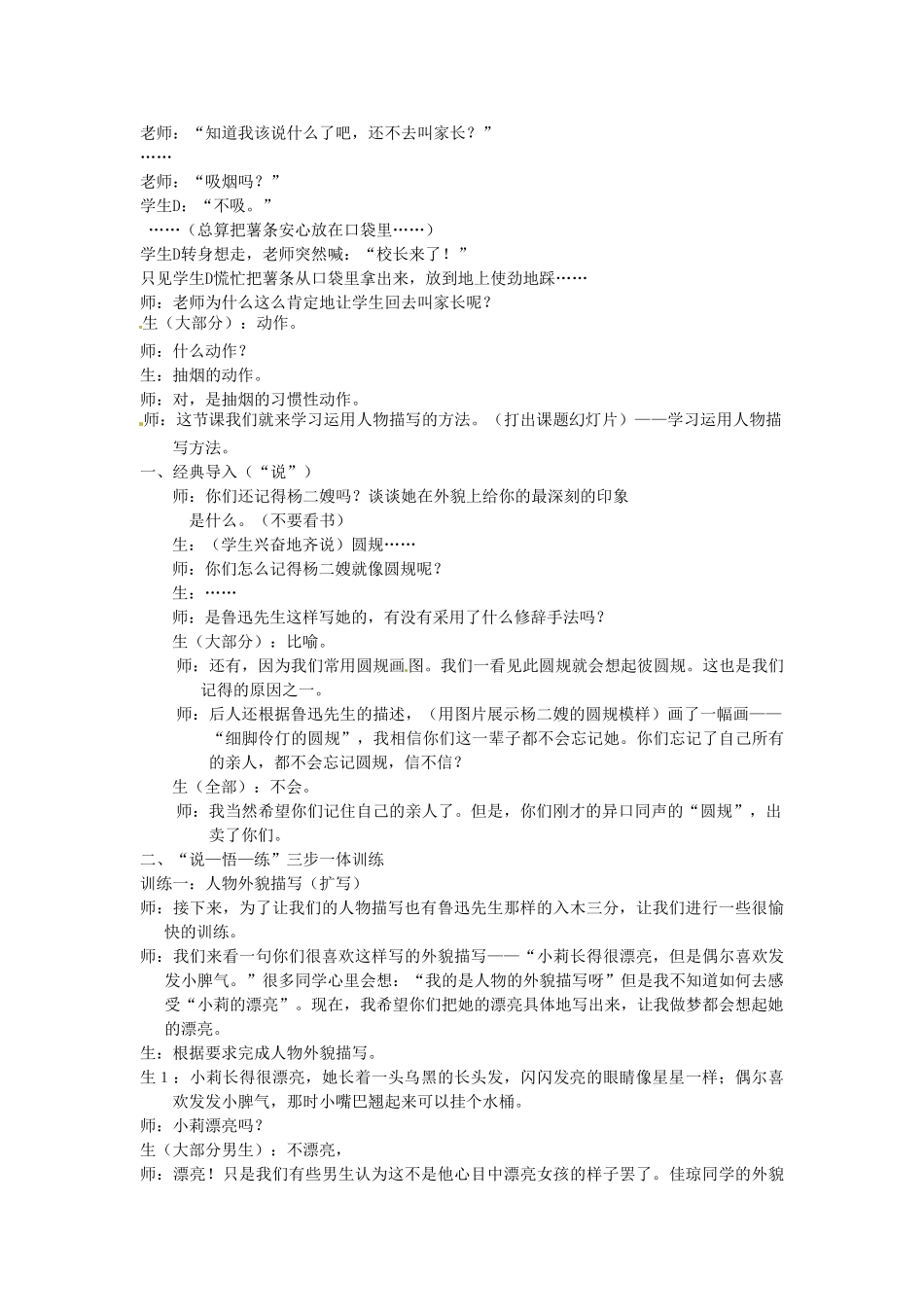 中考语文 运用人物描写方法复习教案-人教版初中九年级全册语文教案_第2页