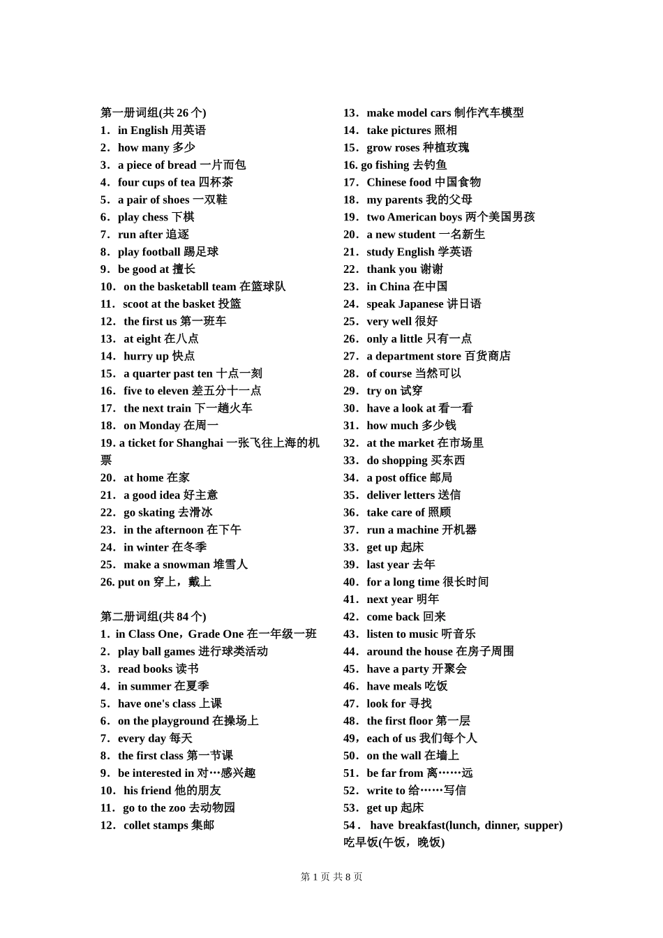 人教版初中英语词组总结_第1页
