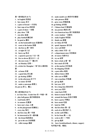 人教版初中英语词组总结