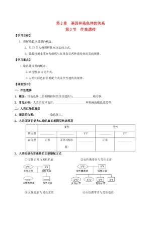 高中生物 第2章 基因和染色体的关系学案 新人教版必修2-新人教版高一必修2生物学案