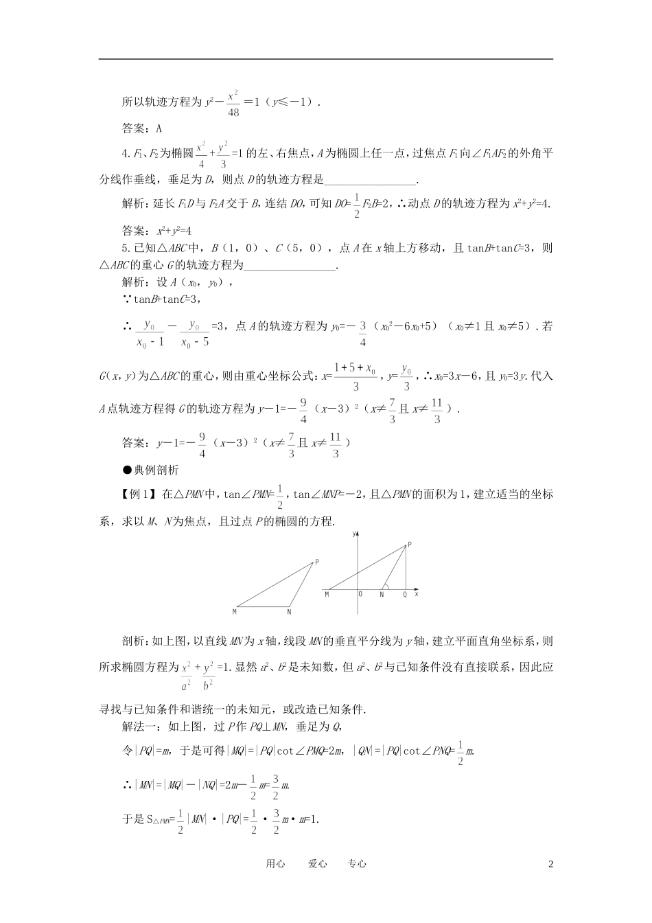 高考数学第一轮复习 8.5 轨迹问题教案_第2页