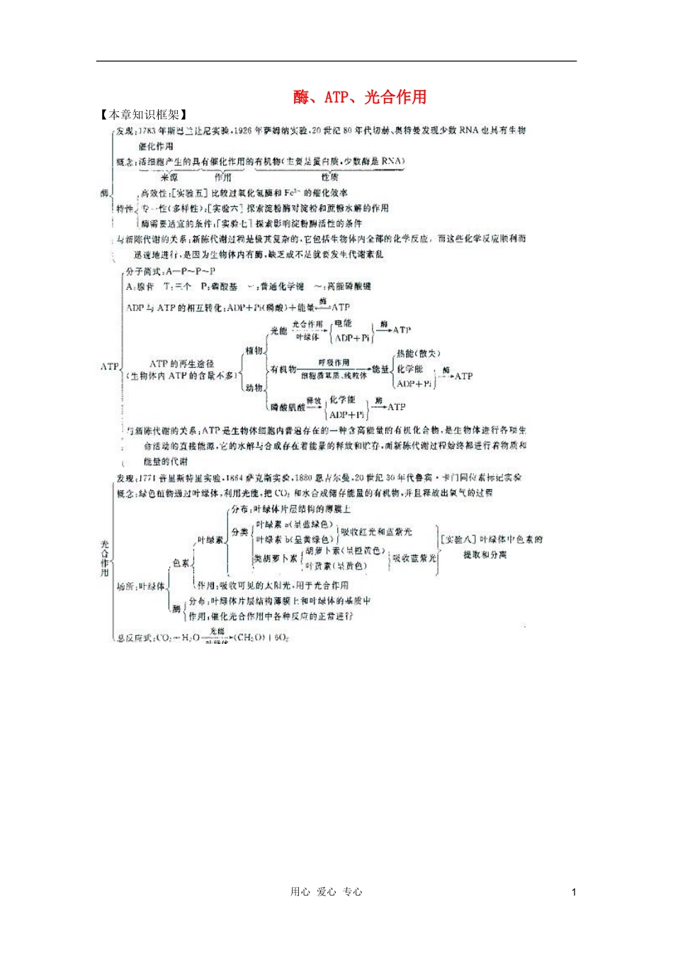 高中生物 第3章 酶、ATP、光合作用全套导学案 新人教版必修1_第1页
