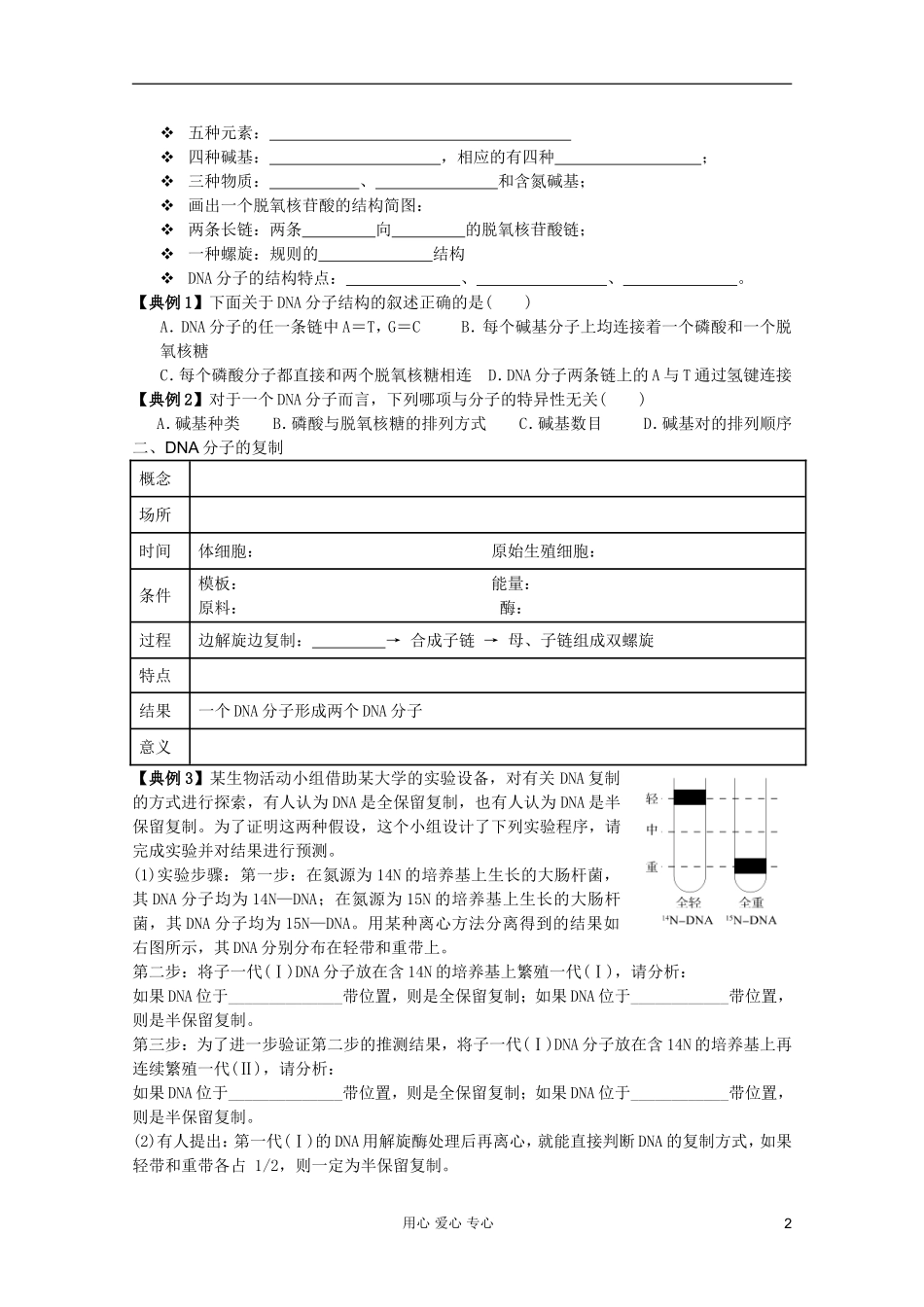 高考生物一轮复习 DNA的结构、复制及基因的本质导学案 必修2_第2页