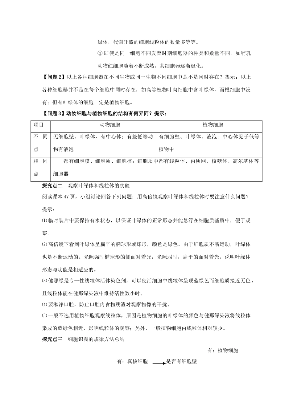 高中生物 第3章 第2节 细胞质中的细胞器——系统内的分工合作（1）导学案 新人教版必修1-新人教版高一必修1生物学案_第3页