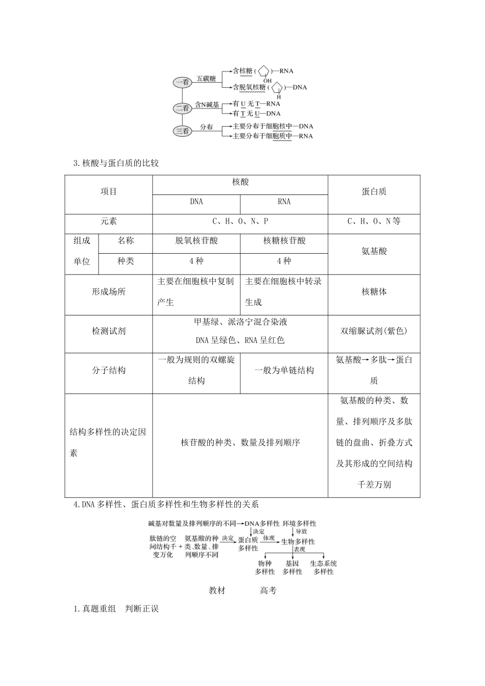 高考生物 第二单元 细胞的自我保障 第4讲 细胞中的核酸学案 中图版必修1-中图版高三必修1生物学案_第2页