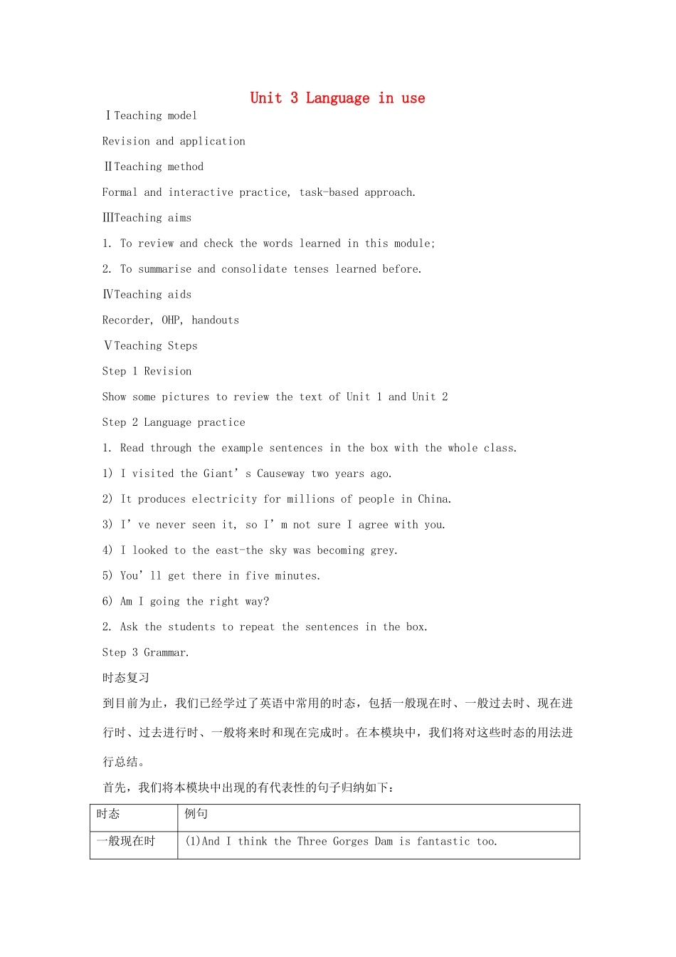 九年级英语上册《Module 1 Unit 3 Language in use》教案 （新版）外研版-（新版）外研版初中九年级上册英语教案_第1页
